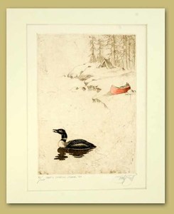 Sandy Scott - Gray's Sporting Journal-Loon - etching/drypoint - 7 x 5