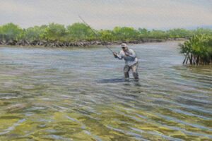 Calvin Carter - Bonefish Watercolor Study - Watercolor 7.9 x 7.9 inches